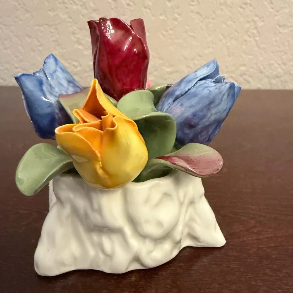 Vintage Aynsley England “May Tulip” Hand Molded Painted Bone China Figurine #876